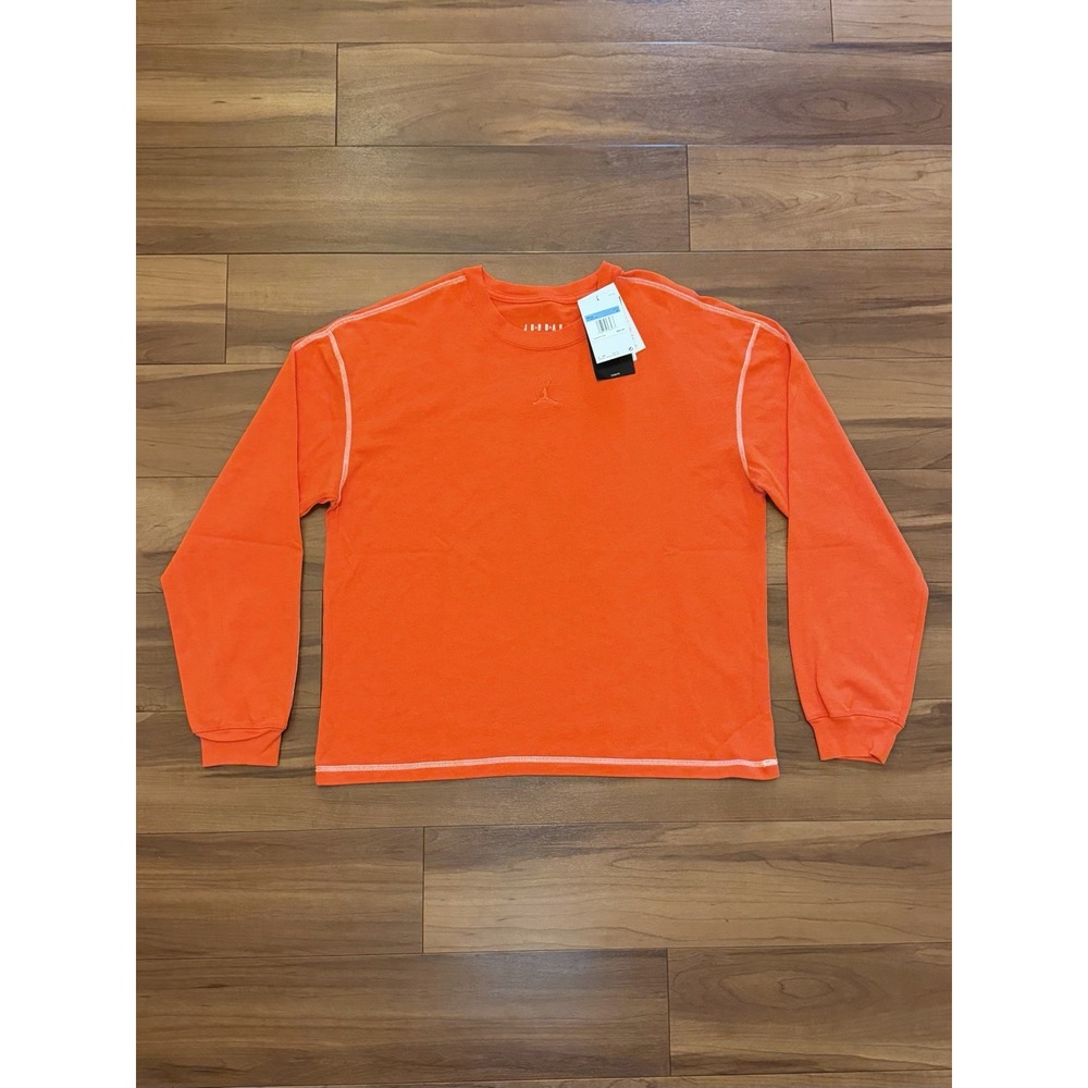 Jordan Flight Heavyweight Long Sleeve Crew T-Shirt Orange IF1829-673 Mens Medium - Picture 2 of 11